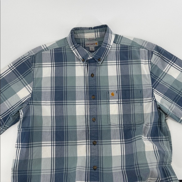 CARHARTT Relaxed Fit Lightweight Short Sleeve Button Up Shirt Mens Large Tall - Picture 6 of 11